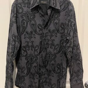 Black and Gray Men's Casual Button-Down Shirt